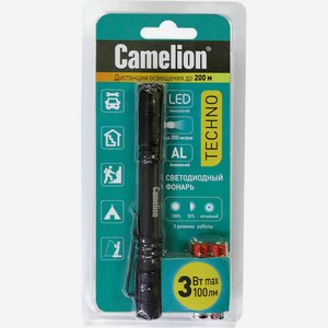 Фонарь электрический светодиодный Camelion LED51517 цвет: черный, 3 Вт