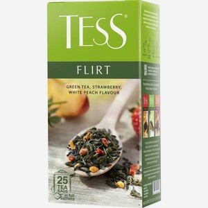 Чай зеленый Tess Flirt с клубникой и ароматом белого персика 25 пак