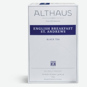 Чай чёрный Althaus English Breakfast St. Andrews в пакетиках, 20х1,75 г