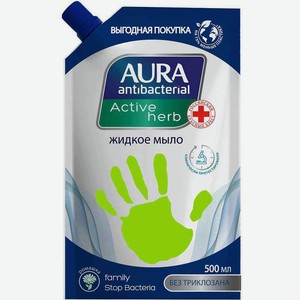 Жидкое мыло антибактериальное увлажняющее Aura с ромашкой, 500 мл