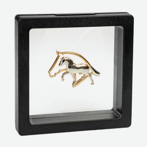 Брошь металлическая 3D HappyROSS  Силуэт лошади , золотая, в коробке, 32х23мм (Германия)