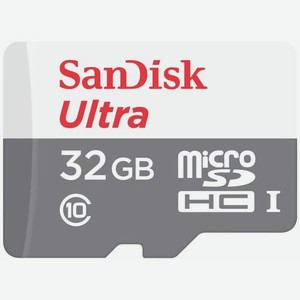 Карта памяти microsdhc UHS-I Sandisk Ultra 32 ГБ, 100 МБ/с, Class 10, SDSQUNR-032G-GN3MN, 1 шт., переходник без адаптера