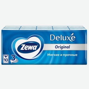 Zewa Deluxe Платочки бумажные носовые, 3 слоя, 10 шт