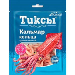 Кальмар Тиксы кольца со вкусом краба сушено-вяленые 70 г