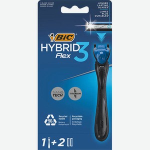 Бритва мужская Hybrid Flex 3 BiC, 2 сменные кассеты