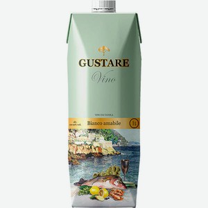 Вино Gustare полусладкое, алк. 10%, 1 л - белое