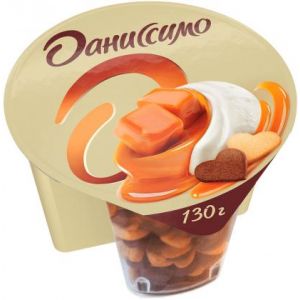 Йогурт Даниссимо с карамельным соусом и печеньем 4.0% 130г