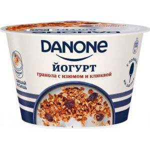 Йогурт Danone гранола с изюмом и клюквой 2.9% 133г