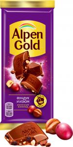 Шоколад Alpen Gold Молочный Фундук и изюм 85г