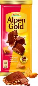 Шоколад Alpen Gold Молочный Соленый арахис и крекер 85г