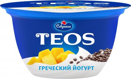 Йогурт Савушкин греческий Манго чиа 2% 140г