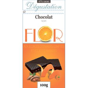 Шоколад Флор темный с миндалем и апельсиновой цедрой 100 г